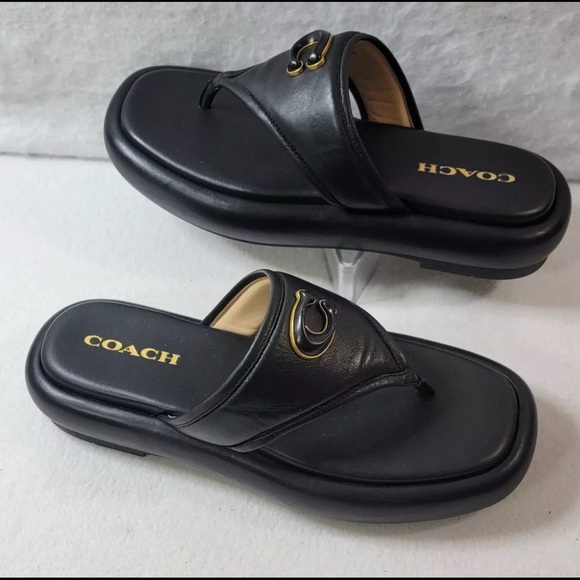 Coach Sylvie flatform Leather Sandals - Picture 5 of 9